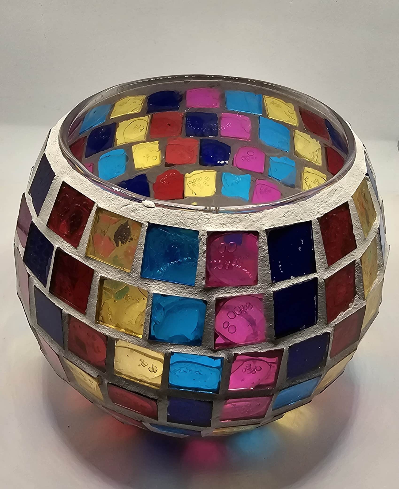 Theelicht of kaars houder met Mozaïekglas(groot)