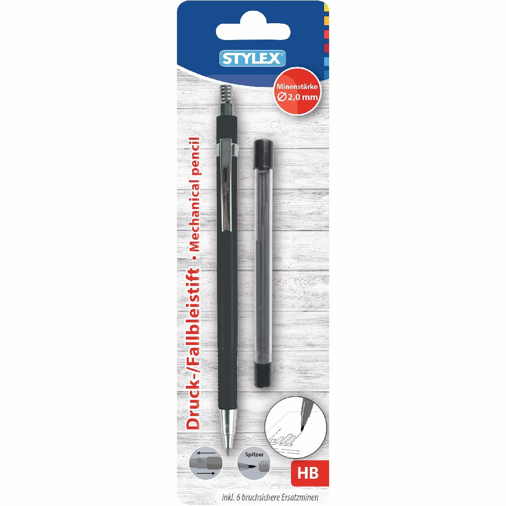 Stylex Potloden HB 2mm Incl. Navulling 3 Ass.