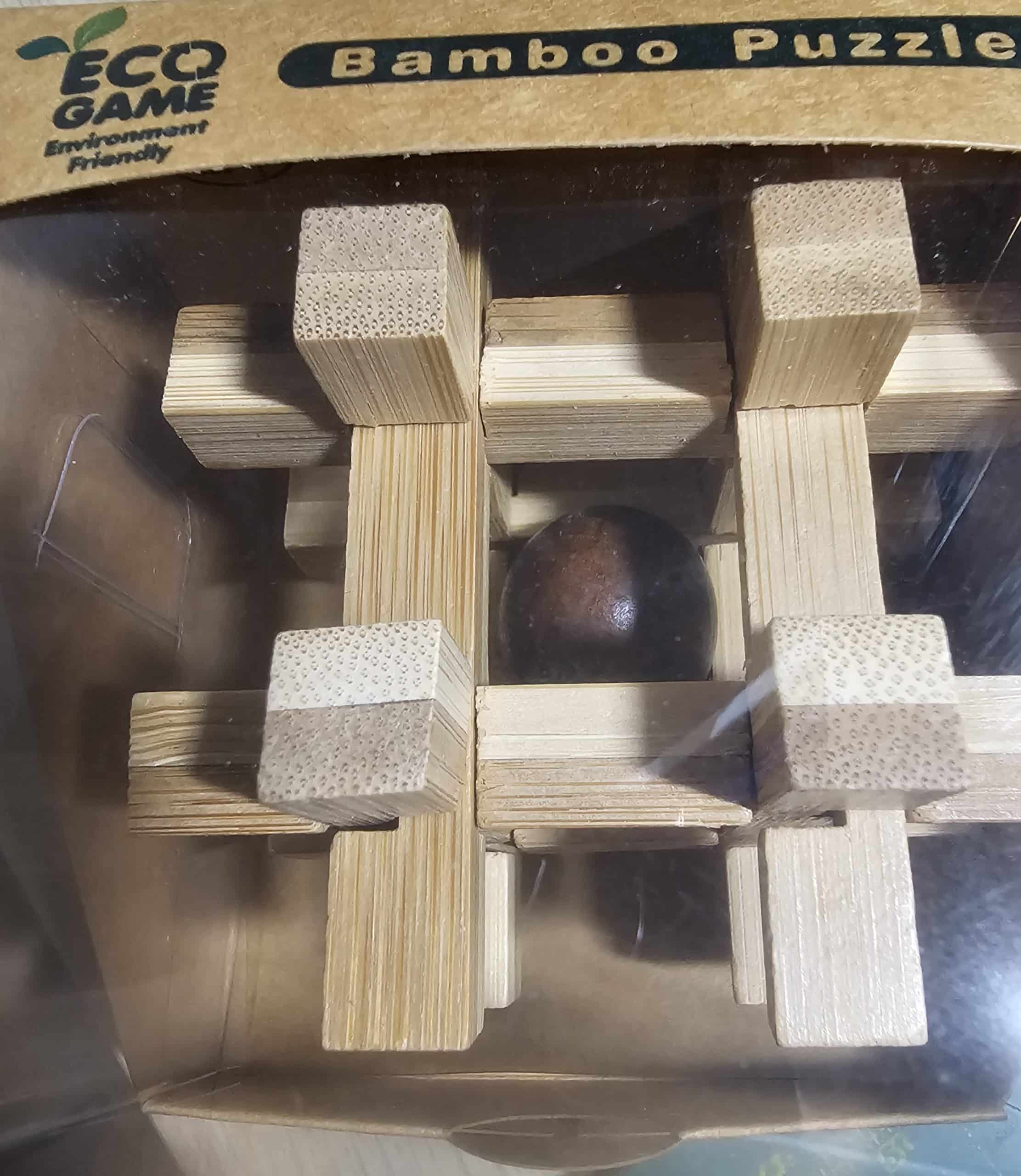 bamboe puzzel roosterdoos met bal