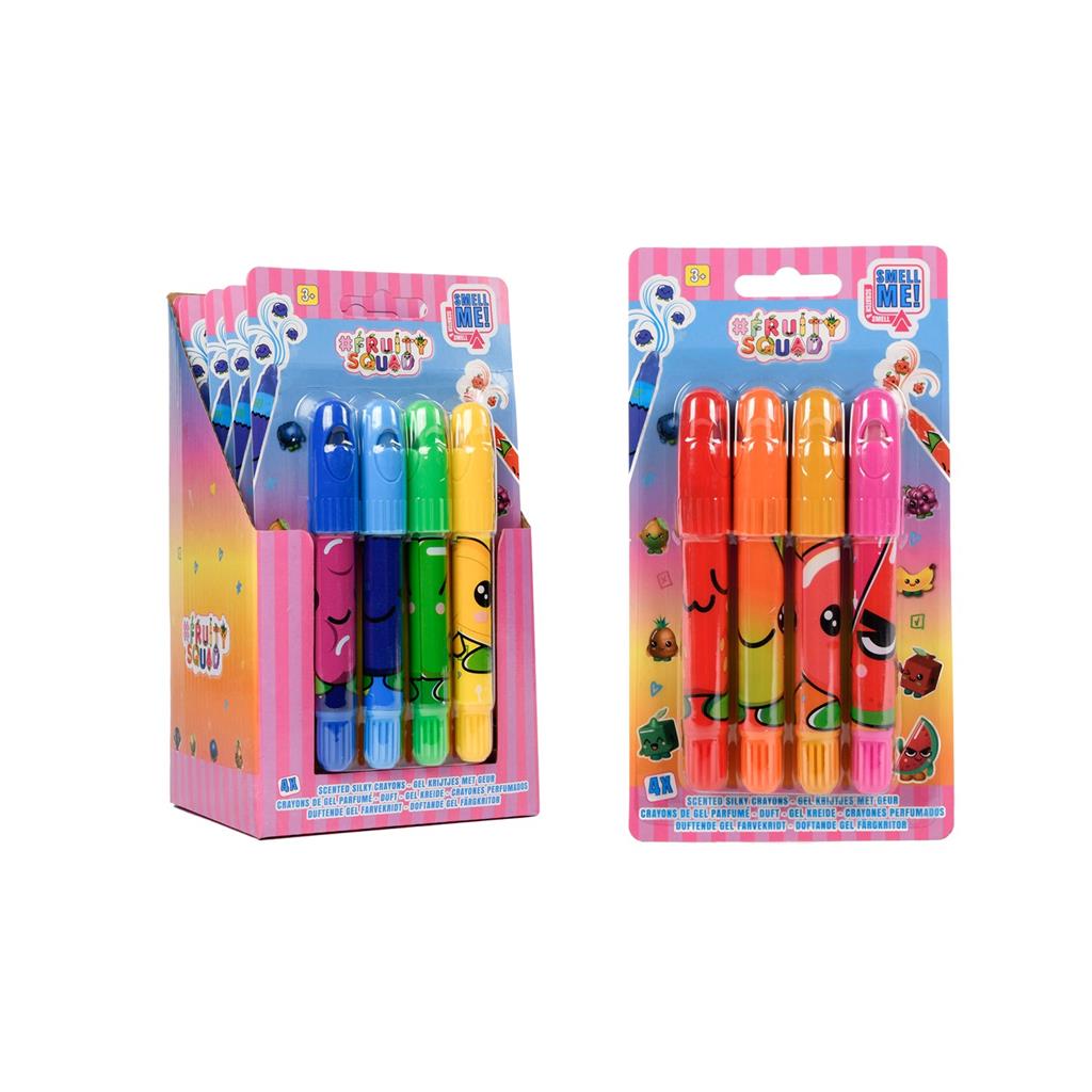4 Fruitysquad krijtjes met geur | kinderen | kleurpotloden | kleuren | speelgoed