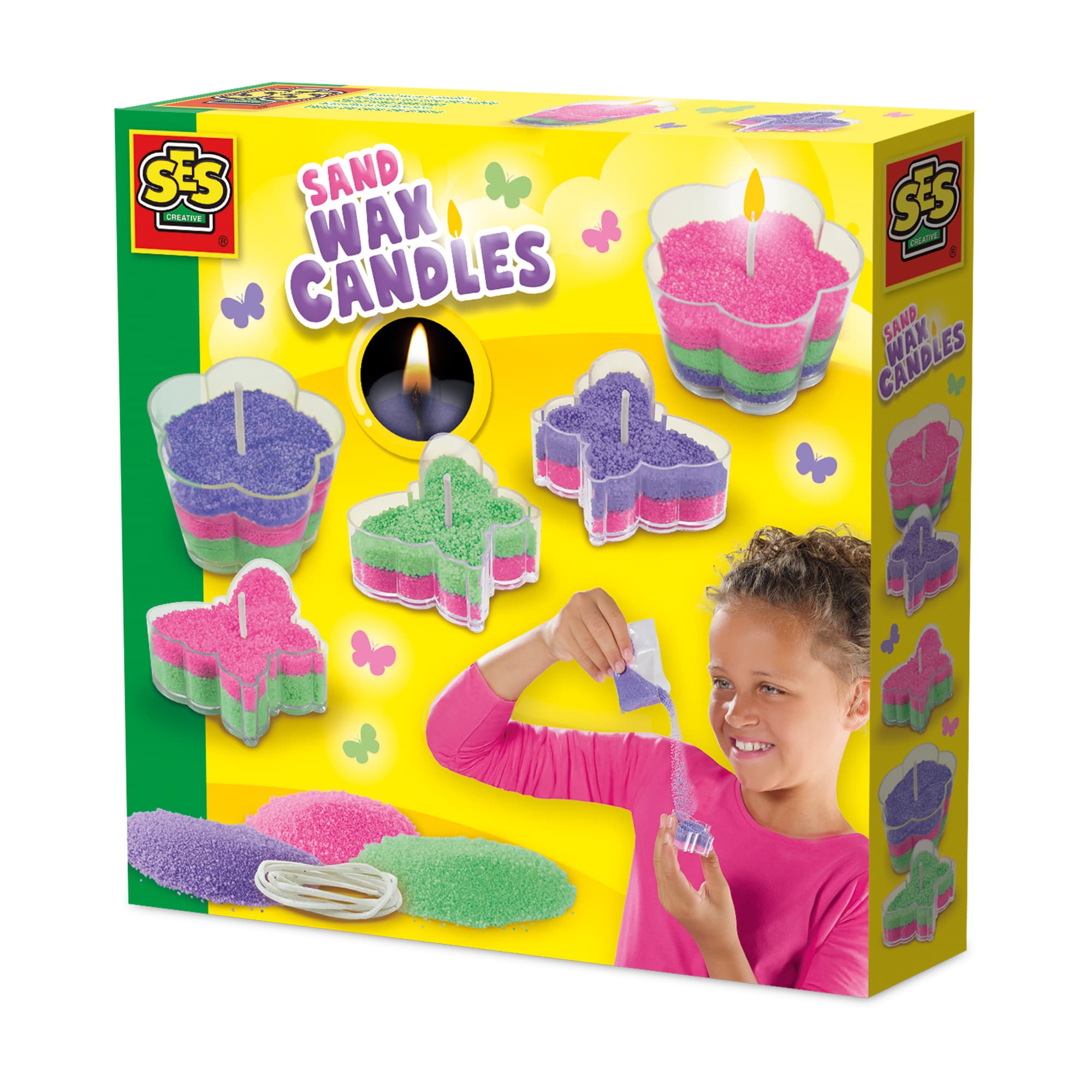 SES Creative – Zandkaarsen – creatieve knutselset vanaf 6 jaar – maak unieke kaarsen – inclusief waskorrels en mallen