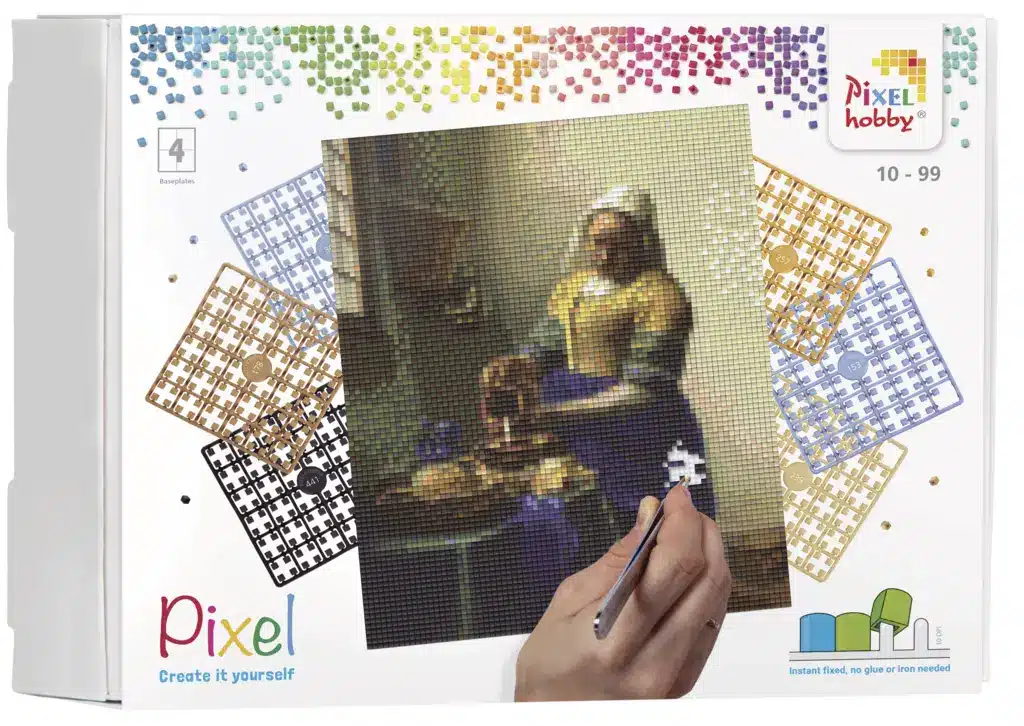 Kit 4 basisplaten en ± 100 pixelmatjes - Melkmeisje van Vermeer