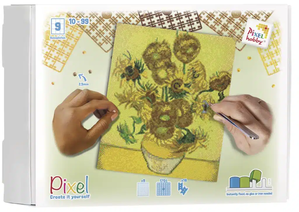 Kit 9 basisplaten en ± 170 pixelmatjes - Zonnebloemen - Van Gogh